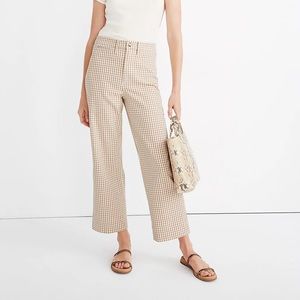 Madewell Slim Emmett Wide-Leg Crop Pants Gingham Check